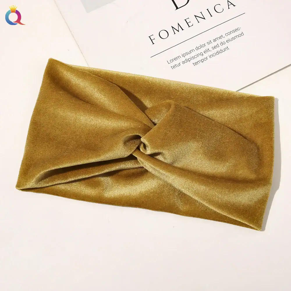 bandeau velours jaune