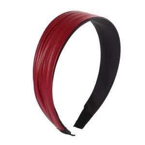 serre tête cuir bande large bordeau