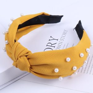 accessoire cheveux jaune perlé