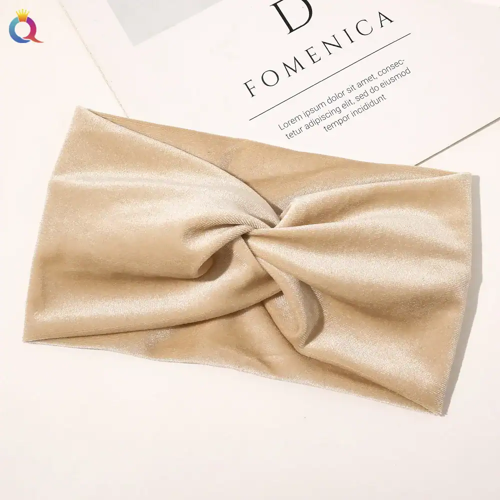 bandeau velours beige