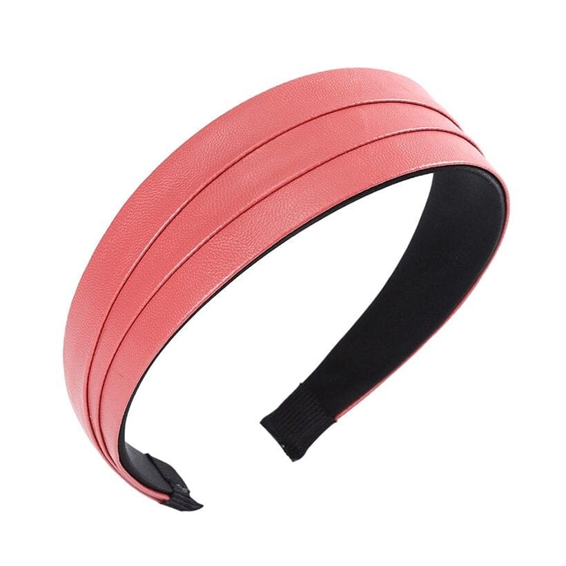 serre tête cuir bande large corail