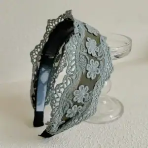 bandeau cheveux dentelle gris
