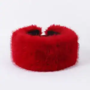 bandeau fourrure rouge