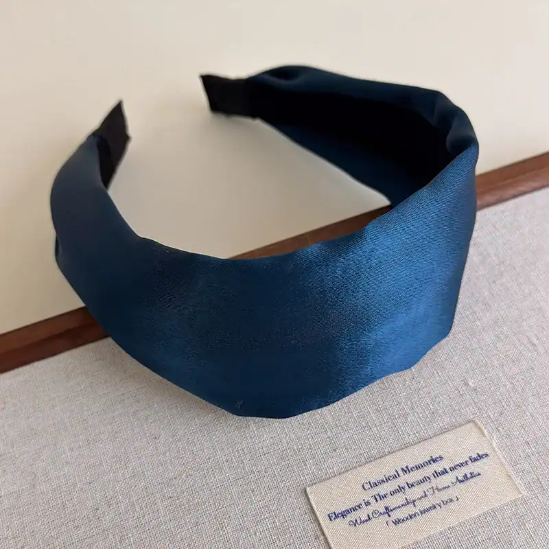 serre tête femme satin bleu