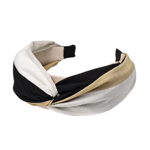 serre tête turban noir blanc beige