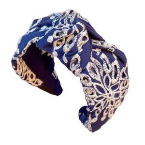 serre-tête bleu broderie