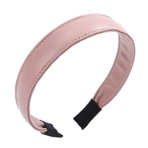 serre tête cuir rose clair classique
