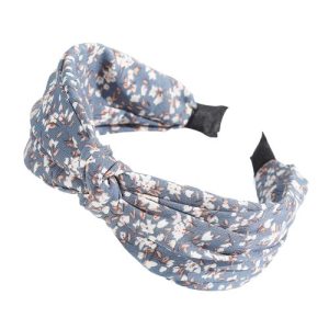 serre tête tissu bleu fleuri