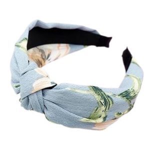 serre tête tissu fleuri bleu et rose elegant