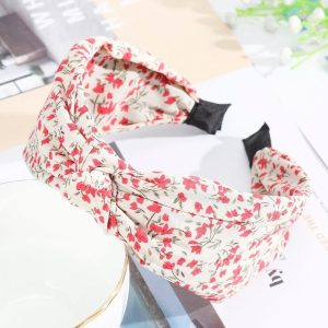 bandeau tissu fleuri rouge