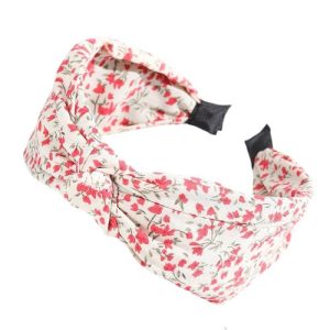 serre tete tissu fleuri rouge