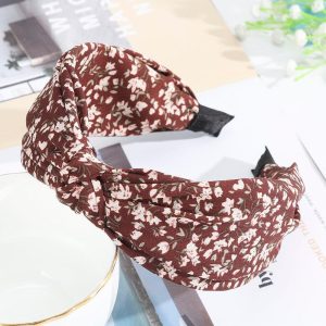 bandeau chic fleuri brun
