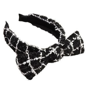 serre-tête noeud carreau noir