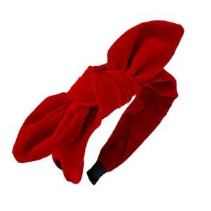 serre tête velours à nœud rouge
