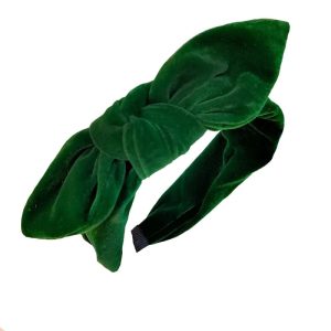 serre tête velours nœud vert