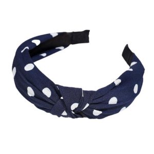 serre tête Bleu marine à petits pois