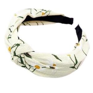 serre tête tissu fleuri blanc