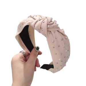 serre tête tissu beige clair