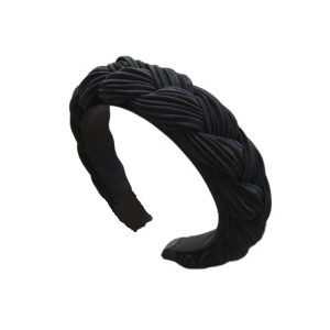 serre tête tissu plissé noir