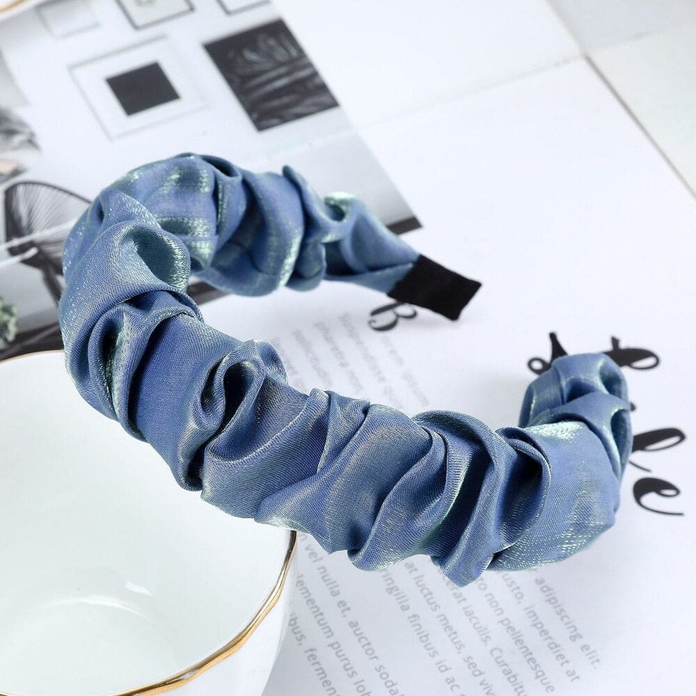 bandeau satin bleu ciel chic