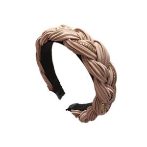 serre tête beige tissu plissé