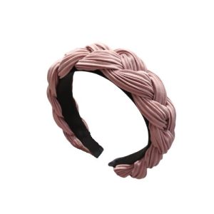 serre tête tissu plissé rose clair