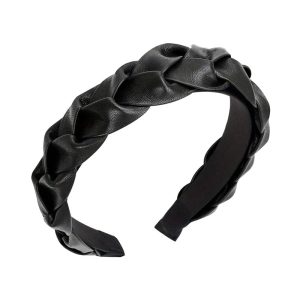serre tête tresse cuir noir