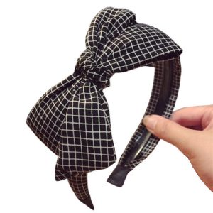 serre tête maxi noeud carreaux noirs