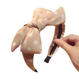 serre tête maxi noeud beige à petits pois