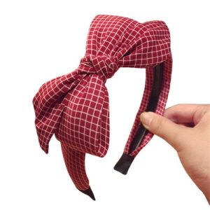 serre tête maxi noeud à carreaux rouges