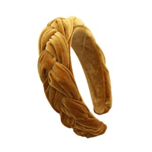 serre tête velours tressé or