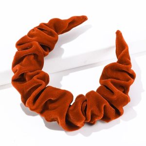 bandeau velours plissé caramel
