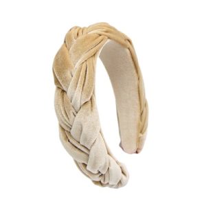 serre tête velours tressé beige