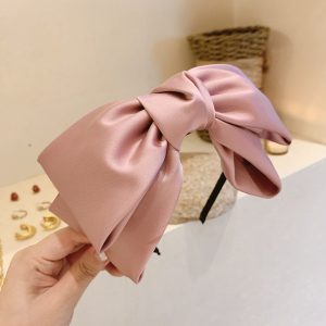 bandeau nœud satin rose