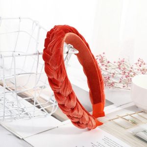 bandeau velours tressé orange